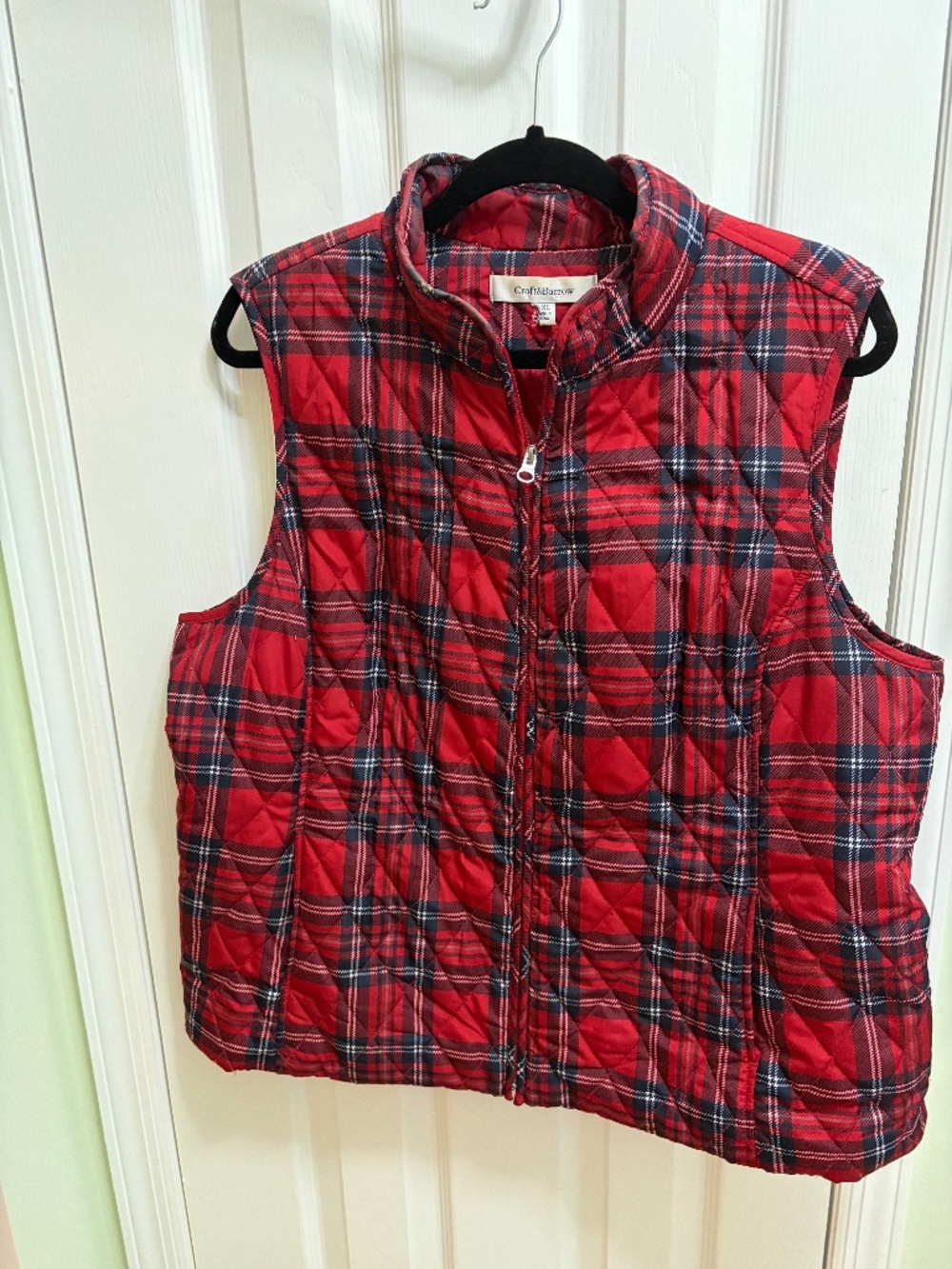 Croft & Barrow red plaid quilted puff vest